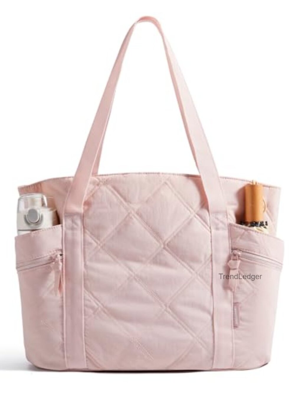 Quilted Puffer Tote Bag Lightweight Nylon Work Gym Travel Zipper
